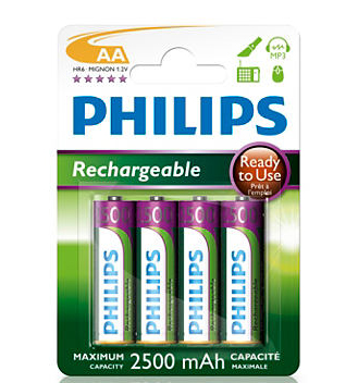 Oppladbart batteri AA 4-pk 2500mAh R6B4RTU25/10
