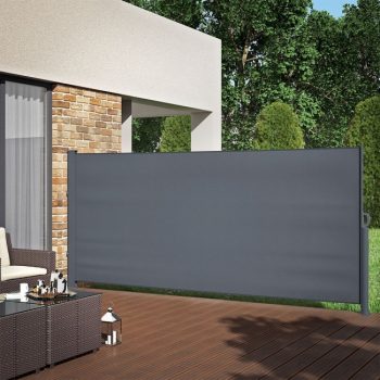 Uttrekkbar sidemarkise levegg grå 350 cm