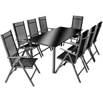Spisegruppe Azzaro aluminium 8 stoler & bord