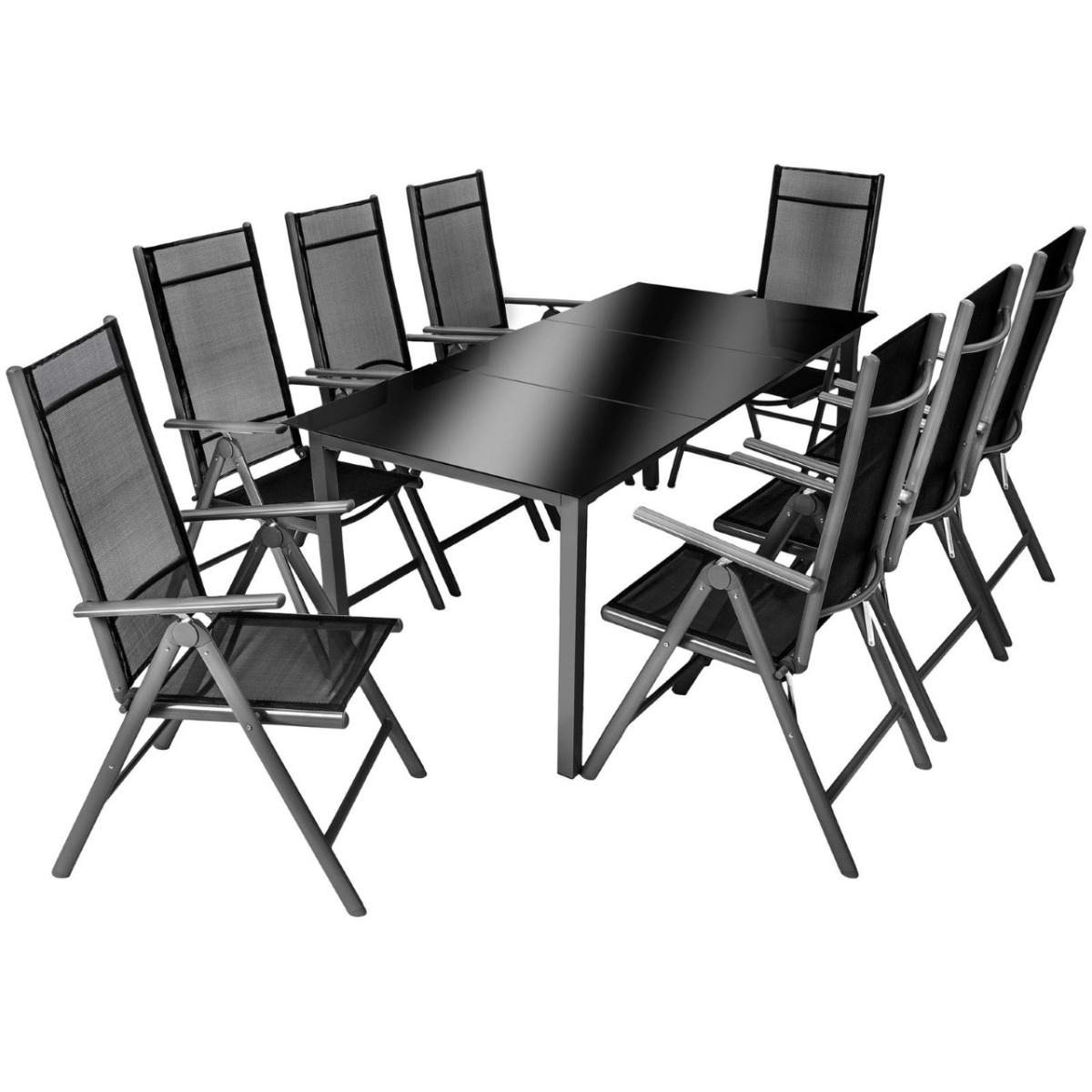 Spisegruppe Azzaro aluminium 8 stoler & bord